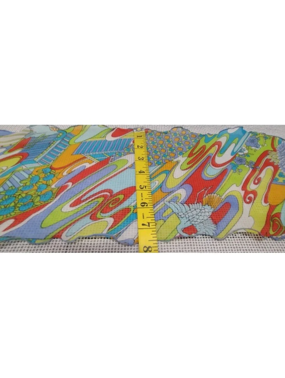 Vintage 1960s Psychedelic Chiffon Scarf NYLON lettude edging AUSTIN POWERS MOD